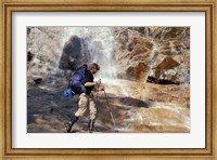 Framed Hiking at the Base of Arethusa Falls, New Hampshire