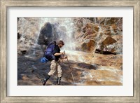 Framed Hiking at the Base of Arethusa Falls, New Hampshire