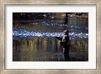 Framed Fly Fisherman on the Lamprey River Below Wiswall Dam, New Hampshire