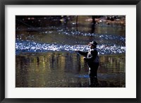 Framed Fly Fisherman on the Lamprey River Below Wiswall Dam, New Hampshire