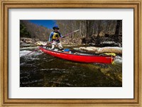 Framed Poling a Canoe on the Ashuelot River in Surry, New Hampshire
