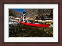 Framed Poling a Canoe on the Ashuelot River in Surry, New Hampshire
