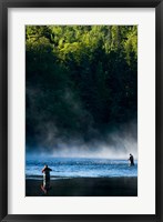 Framed Fly-Fishing in Early Morning Mist on the Androscoggin River, Errol, New Hampshire