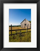 Framed Mountain bike and barn on Birch Hill, New Durham, New Hampshire