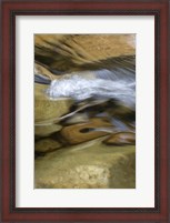 Framed New Hampshire Abstract design formed by rock and rushing water of the Swift River, White Mountain NF