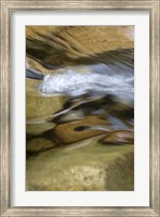 Framed New Hampshire Abstract design formed by rock and rushing water of the Swift River, White Mountain NF