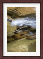 Framed New Hampshire Abstract design formed by rock and rushing water of the Swift River, White Mountain NF