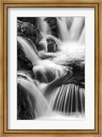 Framed New Hampshire. Black and White image of waterfall on the Swift River, Rocky Gorge, White Mountain NF