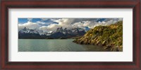 Framed Lake Pehoe, Torres de Paine National Park, Patagonia, Chile