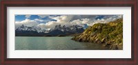 Framed Lake Pehoe, Torres de Paine National Park, Patagonia, Chile
