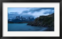 Framed Lake with Mountain, Lake Pehoe, Torres de Paine National Park, Patagonia, Chile