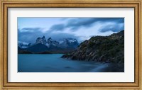 Framed Lake with Mountain, Lake Pehoe, Torres de Paine National Park, Patagonia, Chile