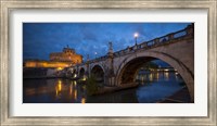Framed Ponte Sant'Angelo over river with Hadrian's Tomb in the background, Rome, Lazio, Italy