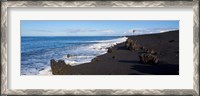 Framed Elevated View of Beach, Keawaiki Bay, Black Sand Beach, Kohala, Big Island, Hawaii