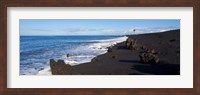 Framed Elevated View of Beach, Keawaiki Bay, Black Sand Beach, Kohala, Big Island, Hawaii