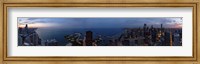 Framed Aerial View of a City at Dusk, Lake Michigan, Illinois