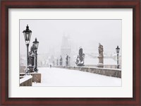 Framed Charles Bridge in Winter, Prague