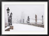 Framed Charles Bridge in Winter, Prague