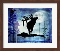 Framed 'Midnight Elk' border=