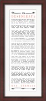 Framed Desiderata Bus Roll Black and Peach Text