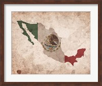 Framed Map with Flag Overlay Mexico
