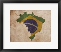 Framed Map with Flag Overlay Brazil