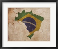 Framed Map with Flag Overlay Brazil