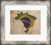 Framed Map with Flag Overlay Brazil
