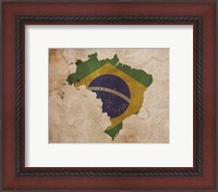 Framed Map with Flag Overlay Brazil