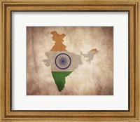 Framed Map with Flag Overlay India