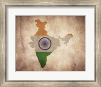 Framed Map with Flag Overlay India