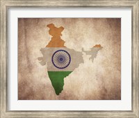 Framed Map with Flag Overlay India