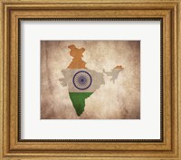 Framed Map with Flag Overlay India