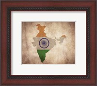 Framed Map with Flag Overlay India