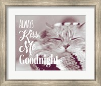 Framed Always Kiss Me Goodnight Sleepy Cat