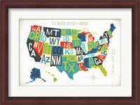 Framed Letterpress USA Map