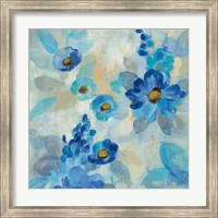 Framed Blue Flowers Whisper III