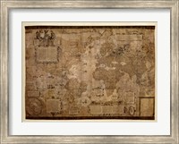 Framed Map of the World, c.1500's (antique style)