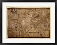 Framed Map of the World, c.1500's (antique style)