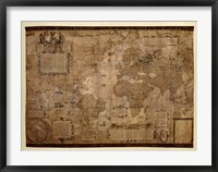 Framed Map of the World, c.1500's (antique style)