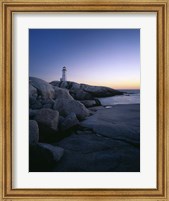 Framed Peggys Cove Lighthouse at Night, Nova Scotia, Canada