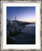Framed Peggys Cove Lighthouse at Night, Nova Scotia, Canada