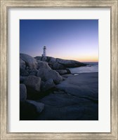 Framed Peggys Cove Lighthouse at Night, Nova Scotia, Canada