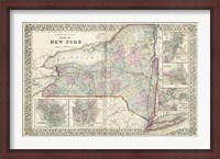 Framed Johnson's Map of New York