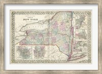 Framed Johnson's Map of New York