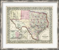 Framed Johnson's Map of Texas