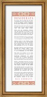 Framed Desiderata Bus Roll Red Pattern