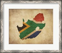 Framed Map with Flag Overlay South Africa