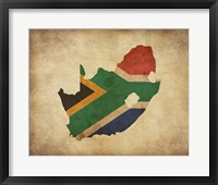 Framed Map with Flag Overlay South Africa