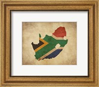 Framed Map with Flag Overlay South Africa